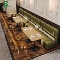 Ensemble de sièges de restaurant en métal et cuir, modernes, écologiques, durables, faciles à nettoyer, personnalisés, pour café, hôtel, table à manger