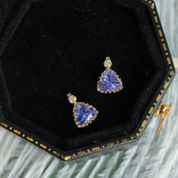 Collier en argent sterling S925 plaqué or 18 carats pour femmes, ensemble de bijoux de luxe légers avec zircon tanzanite, style japonais minimaliste