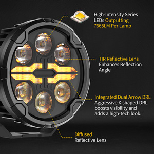 Faro LED para Motocicleta, Color Ámbar Blanco, DRL, Regulable, Impermeable IP68, 110W, 6 Lentes, Externo, 4.5 Pulgadas, Luz Alta/Baja, para GS GR - Product Image 4