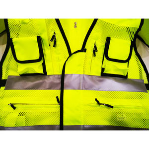 High Vis Reflective ANSI Class 1 Sicherheits gitter weste fluor zierend gelb Premium Design Schulter Falls chutz LED Rot Blau - Product Image 6