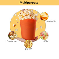 Bol réutilisable en silicone alimentaire pliable pour faire des pop-corn, avec couvercle, idéal pour les soirées cinéma, lavable