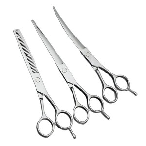 Tijeras de Acero Inoxidable <span class=keywords><strong>para</strong></span> Peluquería Canina, Set de Tijeras <span class=keywords><strong>para</strong></span> Estilizar Mascotas, Cuchillas Curvas Dentadas, Herramienta Imprescindible <span class=keywords><strong>para</strong></span> Cortar el Pelo de <span class=keywords><strong>Perros</strong></span> - Product Image 1