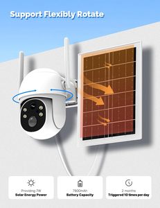 <span class=keywords><strong>Caméra</strong></span> de sécurité solaire 4G LTE 3MP sans fil extérieure avec vision nocturne couleur, données gratuites à vie, carte VSIM, IP65, contrôle par application Tuya - Product Image 2