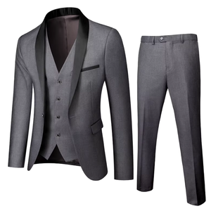 Trajes de Hombre a la Moda, de un Solo Pecho, 3 Piezas, Conjunto de Dos Piezas, Corte Entallado, Cuello de Solapa, Traje Formal para Boda o Graduación - Product Image 1