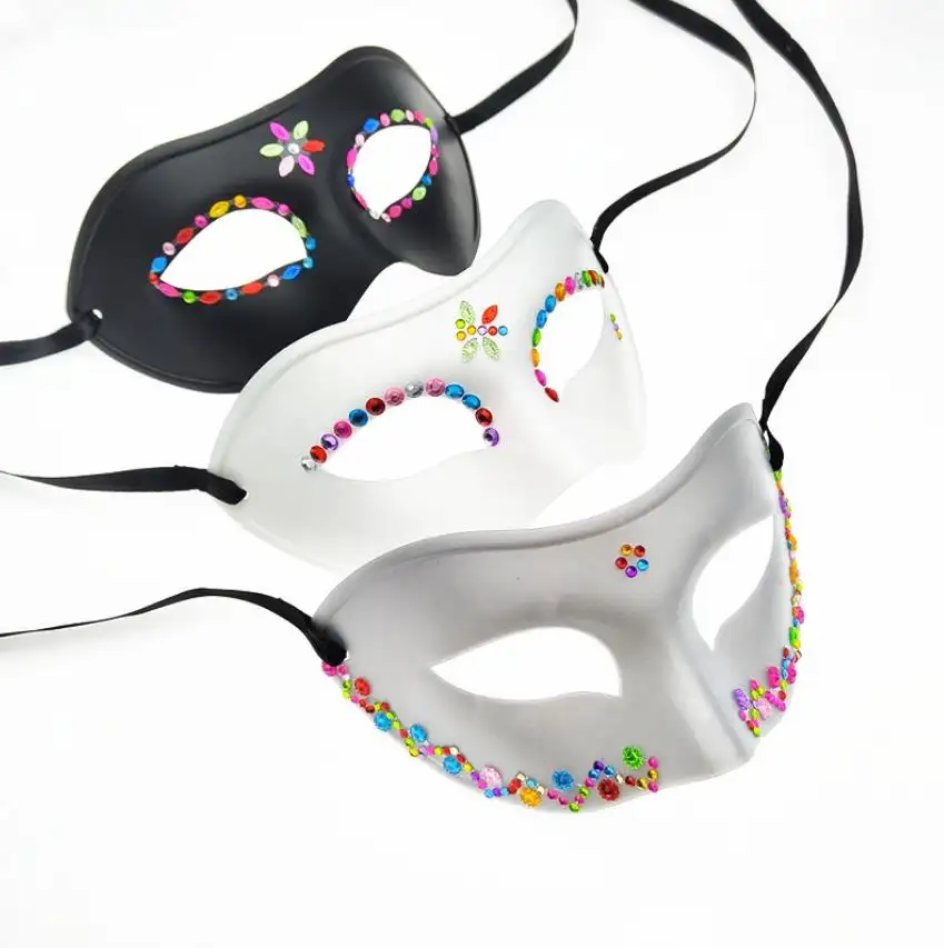 Mascarade masque blanc bricolage fête demi visage Mardi Gras masques pour les yeux décoration mode femmes hommes masques vénitiens noir blanc argent