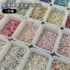 Strass en verre fantaisie en gros, tailles mixtes, forme goutte d'eau, colorés, non thermocollants, cristaux à dos pointu pour ongles - Product Image 2
