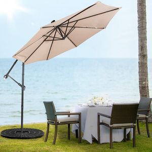 Parasol autoportant solaire 3 mètres beige avec système d'inclinaison, mobilier d'extérieur, mât en acier inoxydable, tissu polyester - Product Image 4