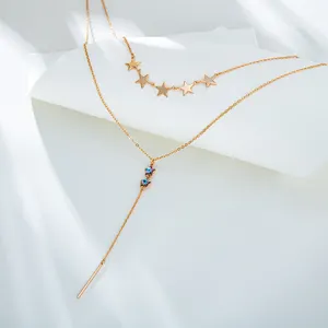 XUPING kalung wanita, perhiasan 18K elegan warna-warni Pentagram berlapis ganda kalung Super bagus