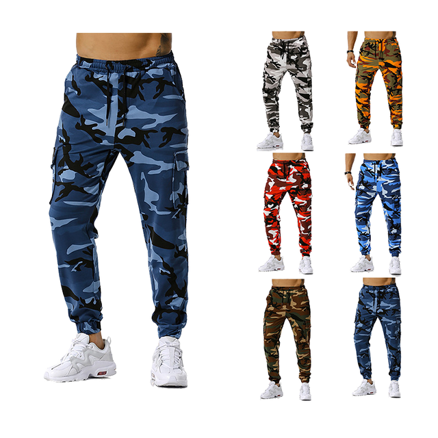 2026 Trending Men's Casual Camouflage Cargo Pants Midweight Cotton Joggers Multi-Pocket Long Straight Light Breathable