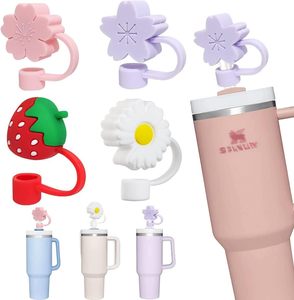 Cubierta para Popote de 10MM con Diseño de Flor de Cerezo, Fresa y Margarita para Vasos de 30 y 40 Oz con Asa - Product Image 1