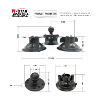 N-Star Automotive Agricultural Station Tablet Computer Base 1 Inch Ball Head Triple Ventouse Made Rubber Aluminium Steel