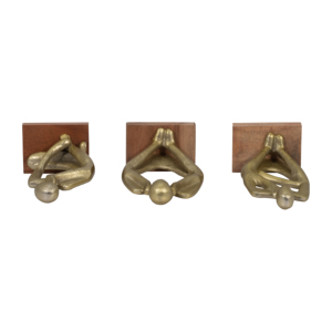 Set di 3 sculture astratte in metallo dorato per decorazioni per la casa, soggiorno, ufficio, espositori da scaffale, stile moderno boho - Product Image 6