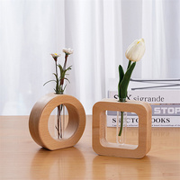 Vase en bois pour tubes à essai, support hydrophile pour plantes, réutilisable, décoration de table sur le thème de l'amour, idéal pour les fêtes et comme cadeau
