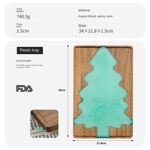 アカシアウッドトレイリフレッシュメントフルーツ家庭用トレイ用カスタム透明樹脂川ティーカップパッドモダンデザイン - Product Image 6