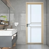 Porte plate en alliage d'aluminium à cadre étroit de style chinois, porte étanche et insonorisée pour toilettes et salles de bain