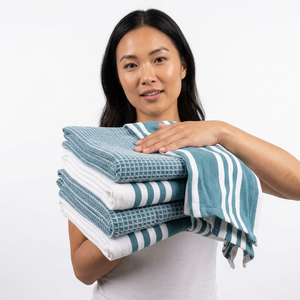 Serviettes de cuisine en coton biologique, motif brodé de coq indien, durables, vente en gros, fournisseur OEM ODM - Product Image 1