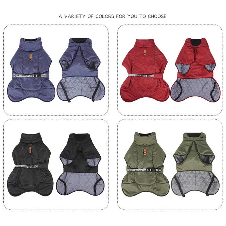 Luxury Winter Dog Vest – Warm Polyester Cotton Pet Clothing with Leash Buckle for Small to Large Dogs - View 3