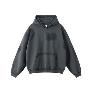 2024 coupe régulière sweats à capuche pour hommes poche solide Logo personnalisé confortable Vintage coton Polyester Offre Spéciale pour l'automne - Product Image 3