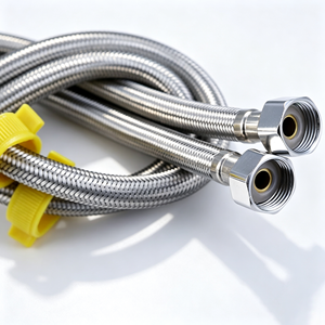 304 Stainless Steel <b>Braided</b> Kitchen Faucet Hose Hot Cold Water 1/2*1/2 Double Lock for Basin Faucet Premium Plumbing <b>Accessory</b> - Product Image 4