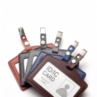 Porte-badge d'identification en cuir personnalisé, porte-nom, pince à documents, étui multifonction pour cartes d'accès scolaire, de bus et d'ascenseur