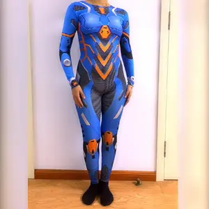 Blue jumpsuit dance show Mechanical superhero robot bodysuit tights anime cosplay character party amusement park dance wear