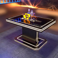 Table de bar en métal moderne pour centre commercial et restaurant avec éclairage LED, table à manger de 75 cm de haut