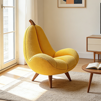 Fauteuil lounge moderne en forme de banane, tissu bouclé jaune, canapé simple, fauteuil d'appoint créatif de luxe pour salon, chambre à coucher