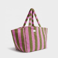 Sac en tissu éponge jacquard rayé personnalisé OEM ODM, sac léger en tissu éponge, sac fourre-tout portable en tissu éponge pour les voyages, les activités de plein air et le quotidien