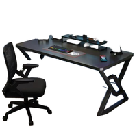 Bureau d'ordinateur moderne, table de jeu renforcée, table de jeu avec trous de câblage, plateau élargi, bureau simple pour chambre et étude
