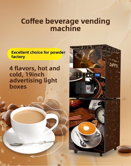 Commercial Unmanned Automatic Coffee Instant Milk Tea Machine Made China Suitable for Factories Schools Cafeterias Convenience