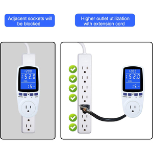 เครื่องวัดพลังงานไฟฟ้าแบบดิจิตอล รุ่นอัพเกรด พร้อมปลั๊กเสียบ ตรวจสอบการใช้ไฟฟ้าภายในบ้าน แสดงผลแบบดิจิตอล วัดค่าการใช้พลังงาน แรงดันไฟฟ้า กระแสไฟฟ้า พร้อมไฟแบ็คไลท์ - Product Image 6