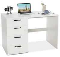 Bureau blanc moderne avec 4 tiroirs de rangement, table d'ordinateur pour bureau à domicile, coiffeuse pour chambre ou bureau