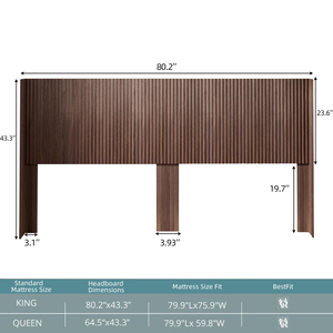 Cabecero <span class=keywords><strong>de</strong></span> Cama Moderno Estilo Farmhouse <span class=keywords><strong>de</strong></span> <span class=keywords><strong>Madera</strong></span>, Tamaño King, 80.2 Pulgadas <span class=keywords><strong>de</strong></span> Ancho, Montado en la Pared, Panel Acanalado con Respaldo Tipo Ala - Nogal - Product Image 4