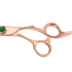 Ciseaux à cheveux personnalisables 62 mm en acier inoxydable professionnels pour coiffure, forme coudée, pour droitiers, usage esthétique - Product Image 2