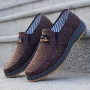 Sıcak satış klasik erkek loafer'lar nefes tuval Retro sürüş ayakkabısı toptan ucuz Slip-on yürüyüş ayakkabısı erkekler için