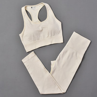 Nouvel ensemble de vêtements de yoga solides (soutien-gorge et leggings) 2 pièces, professionnel, sans couture, en Spandex/Nylon, résistant aux plis, pour la course à pied