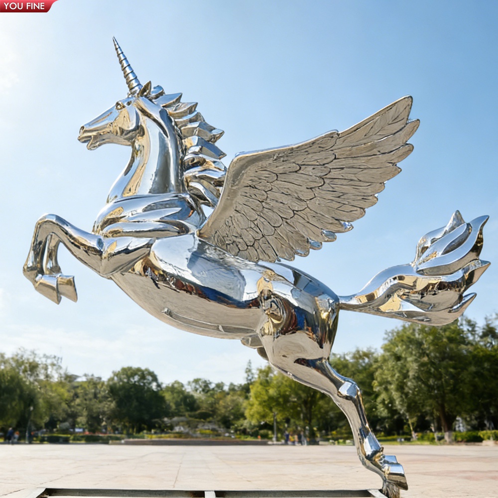 Custom Outdoor Garden Yard Large Stainless Steel Unicorn Sculpture