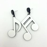 Boucles d'oreilles pendantes asymétriques en acrylique, motif note de musique tendance, vente en gros transfrontalière