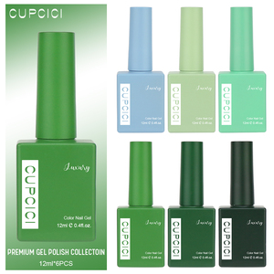 Colección Verde Bosque BIN NO HEMA NO TPO, Juego de 6 Esmaltes de Gel de 12 ml Personalizados, Mismo <span class=keywords><strong>Color</strong></span>, Mismo Envase, Kit de Esmalte de Gel UV para <span class=keywords><strong>Uñas</strong></span> - Product Image 5