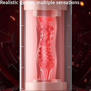 Çift Başlı Erkek Elektrikli Cep Mastürbatörü, Vajina ve Ağız Şeklinde Titreşimli Silikon Sayımlı Isıtmalı Mastürbasyon Kupası (Erkekler için) - Product Image 3