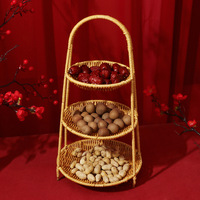 Handgeweven PP rotan eco-vriendelijke waterdichte meerlaagse snack- & fruitmand voor theeceremonie, huis en woonkamer