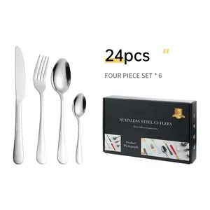 Factory Price New Gift Box 24Piece Silveware Set Portable Stainless Steel Cutlery Set 24pcs Weeding Party