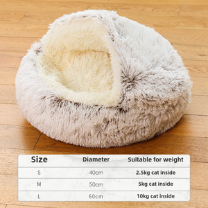 Atacado Luxo Padrão Listrado Pet Bed Macio redondo Gato De Pelúcia Pequeno Cachorro Casa Estilo Clássico Casa de Inverno Embalado em Caixas - Product Image 5