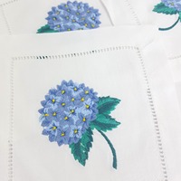 Serviette en coton carrée brodée de fleurs, logo personnalisé, durable, écologique, serviette à café, impression personnalisée pour la maison