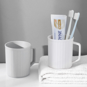 Mouthwash Cup With Handle Large Capacity Solid Color Toothbrush Holder For Bathroom Home Use Gray White Pink - Product Image 3