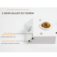 AC110V/220V E27 Base de montaje en pared bombilla LED portalámparas Socket infrarrojo PIR sensor de movimiento Sensor de movimiento ajustable E27 portalámparas