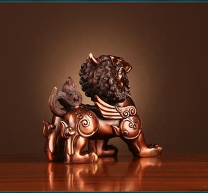 Statue de Pi <span class=keywords><strong>Yao</strong></span> en laiton de 10 pouces, Feng Shui Pixiu, animal gardien chinois, sculpture pour la décoration de la maison, du bureau, de l'étagère - Product Image 3