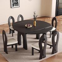 Ensemble table et chaises de salle à manger en bois massif de style nordique, mobilier intégré pour salon et maison, style rustique moderne