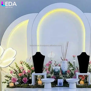 LEDA Fond d'événement de mariage blanc acrylique LED plaque ronde fond mur de décoration de mariage - Product Image 2