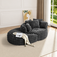 Canapé paresseux moderne en peluche, fauteuil pouf surdimensionné et moelleux, canapé de sol doux en fausse fourrure pour la maison, canapé lounge rond en peluche surdimensionné